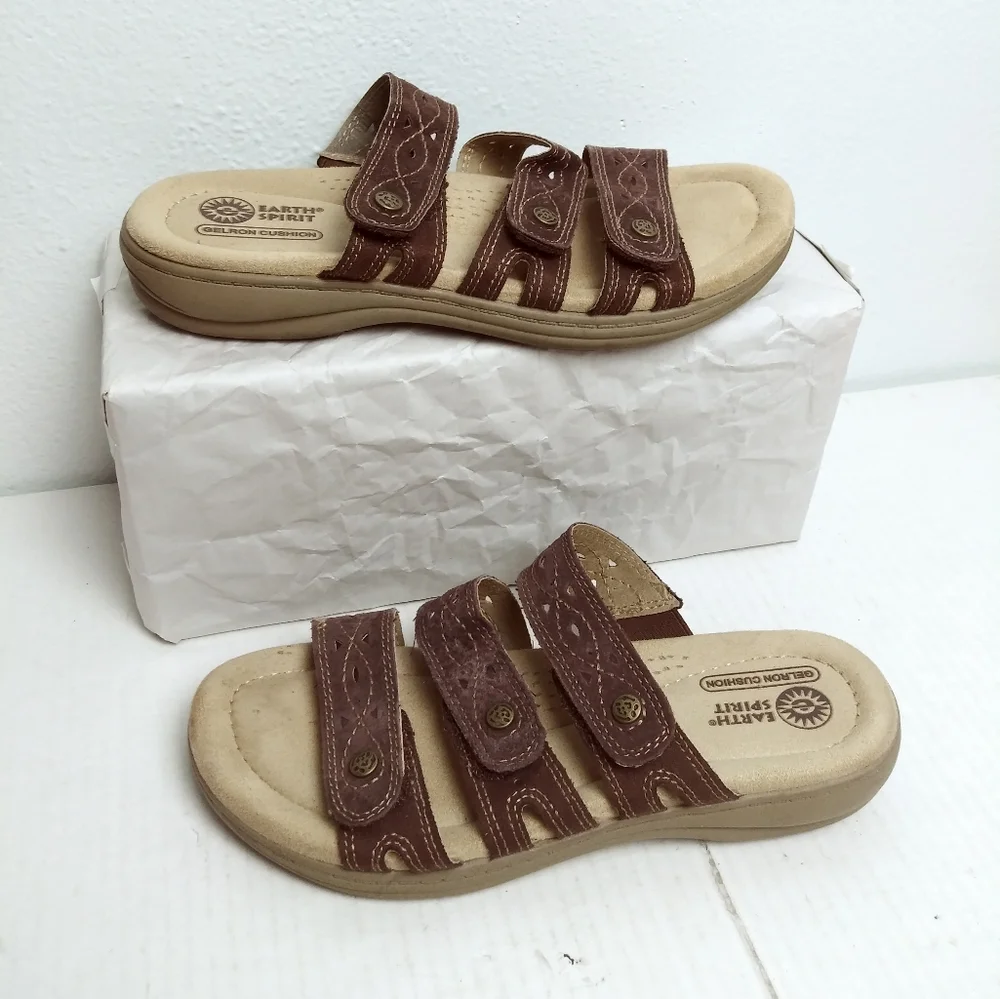 Earth Spirit Gelron Cushion Brown Women's Slide Sandals Size 7